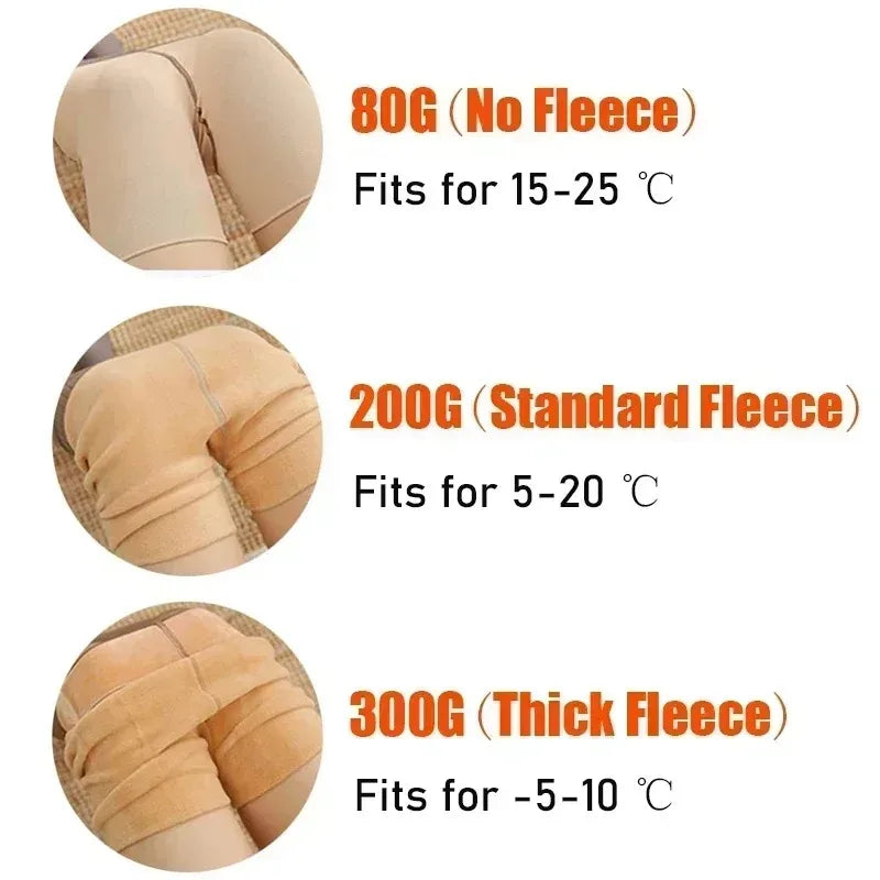 Women’s Winter Thermal Fleece Tights – High-Waist Slim Pantyhose (Translucent Effect)