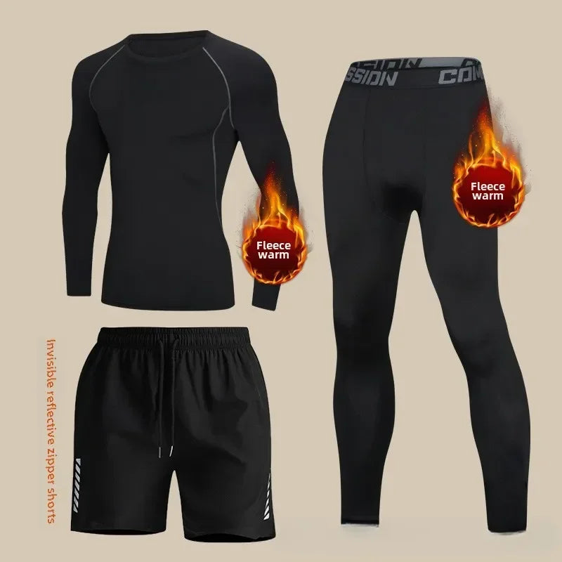 Ensemble Thermique Homme Hiver – Doublé Polaire, Séchage Rapide, Sport & Fitness