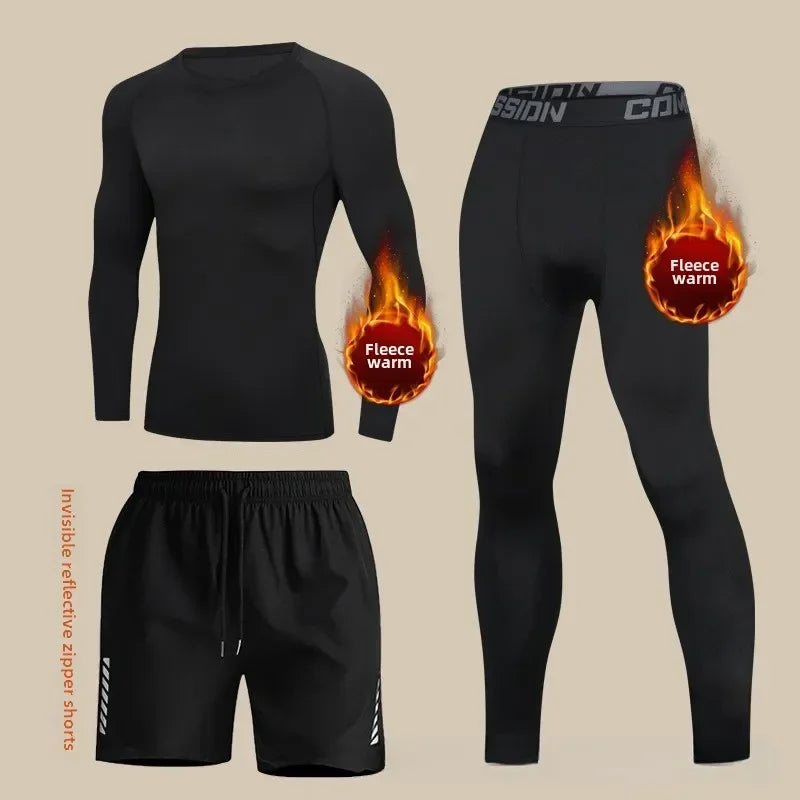 Ensemble Thermique Homme Hiver – Doublé Polaire, Séchage Rapide, Sport & Fitness