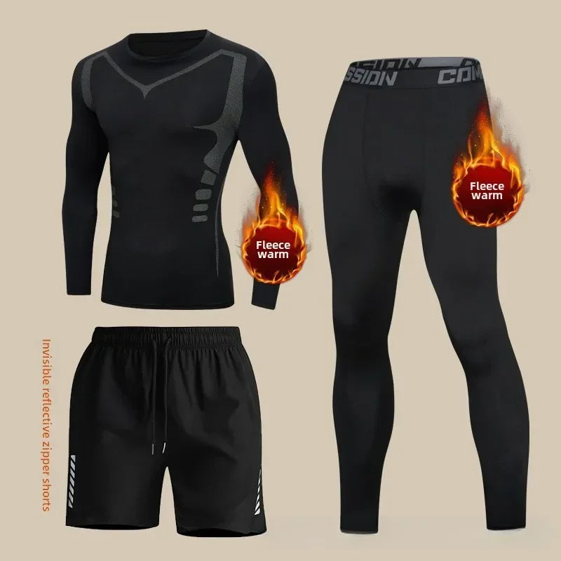 Ensemble Thermique Homme Hiver – Doublé Polaire, Séchage Rapide, Sport & Fitness
