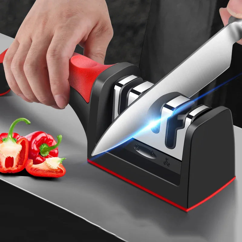 Aiguiseur de Couteaux 3 Étapes – Outil d’Aiguisage en Acier Inoxydable pour Cuisine